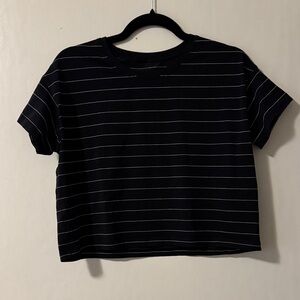 lululemon Black and White Striped Crop Cates Top